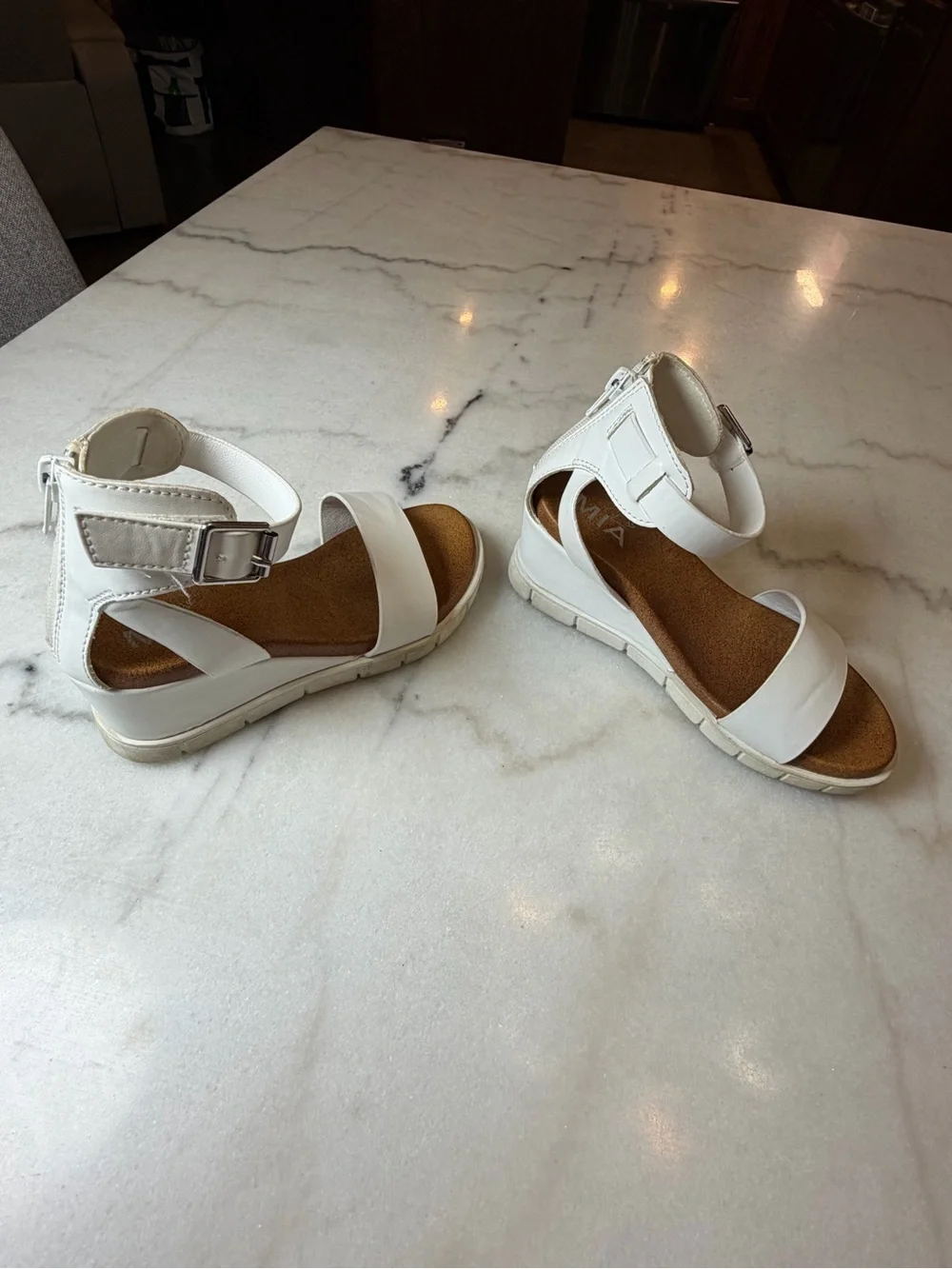 Mia Girls' White Ankle Strap Dress Sandals - Comfortable Everyday Style